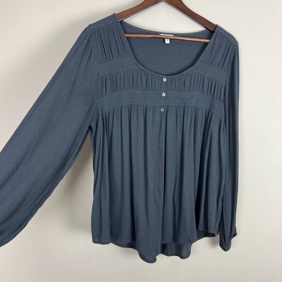 Sonoma Bouse Top Womens PL Petite Large Gray Long‎ Sleeve Boho Flowy Peasant - Picture 4 of 9